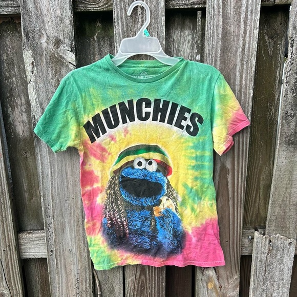 Tie Dye Cookie Monster Graphic T-Shirt - Picture 1 of 4